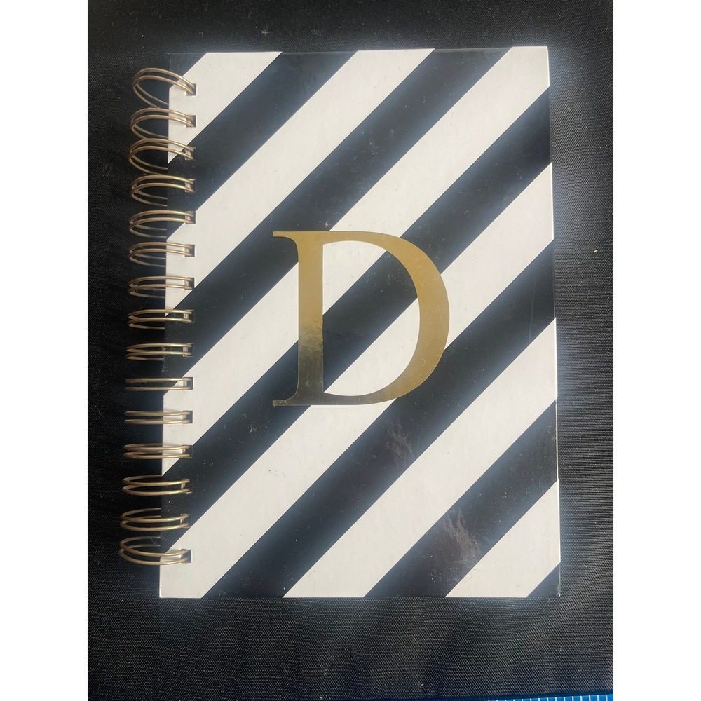 Mainstreet Collection Black White Striped Initial D Spiral Journal SJBD/9440